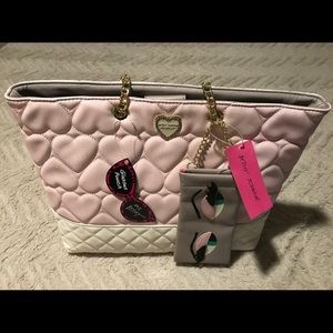 Betsy Johnson Blush Tote Purse w/ Sun Glasses Case